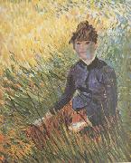 Vincent Van Gogh Woman sitting in the Grass (nn04) USA oil painting artist